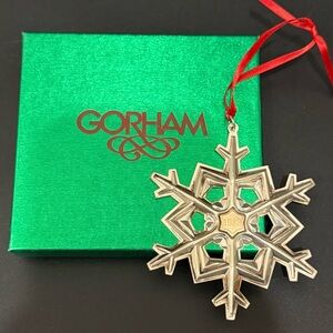 1989 GORHAM Sterling Silver Gold Filled Year Mark Snowflake Christmas Ornament